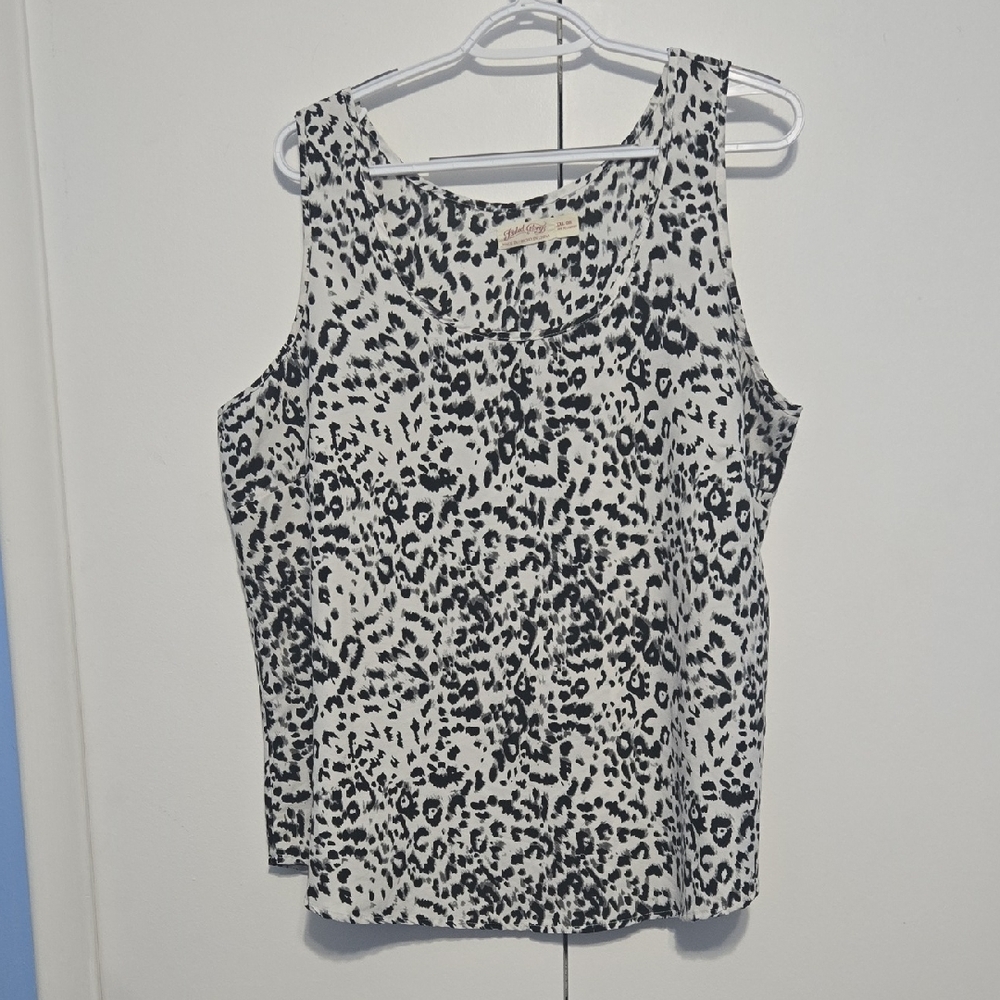 Faded Glory Black and White Animal‎ Print Tank Top